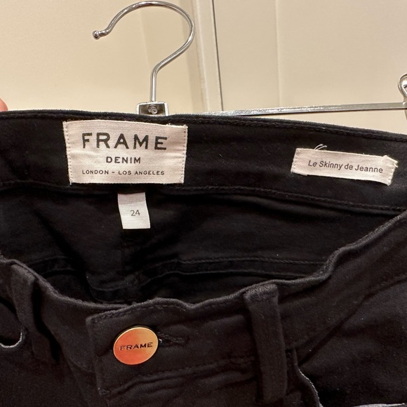 FRAME “Le Skinny de Jeanne” Ripped Black Jeans - size 24 - Picture 10 of 11
